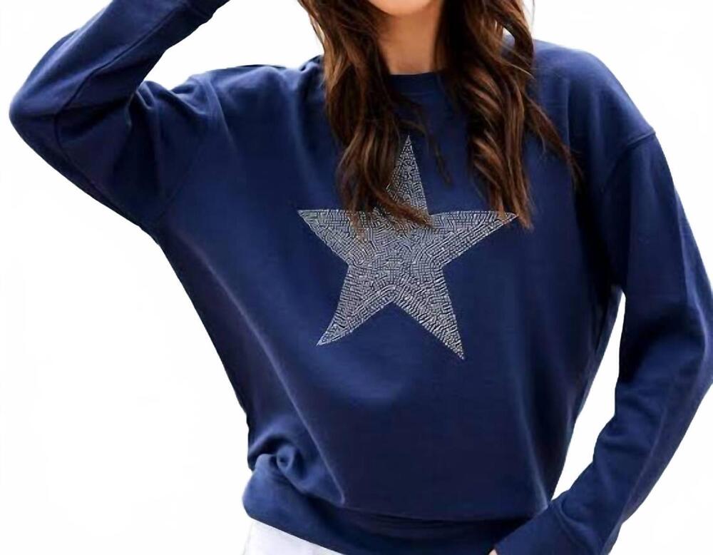 NEW SHIRALEAH women's star sweatshirt in navy